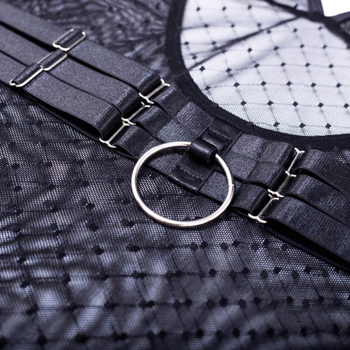 JIMENA POLKA MESH 3 PIECE LINDERIE BODYSUIT