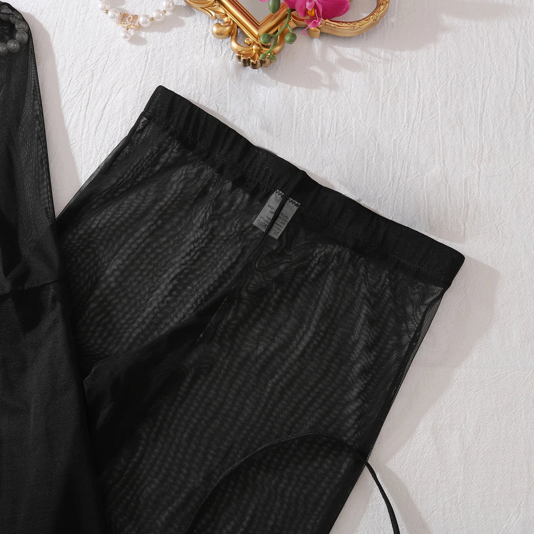 LINGERIE BRA PANTIES MESH BLOUSE and PANTIES 4 PIECE SET