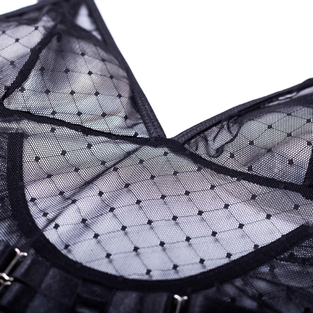 JIMENA POLKA MESH 3 PIECE LINDERIE BODYSUIT