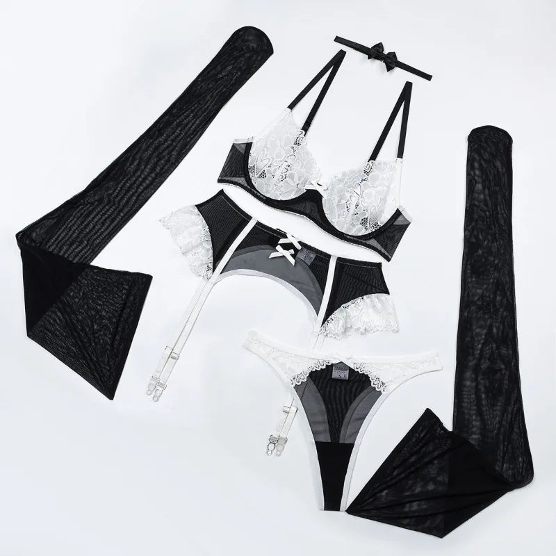 SAMMY BOW and CHOKER 5 PIECE LINGERIE SET