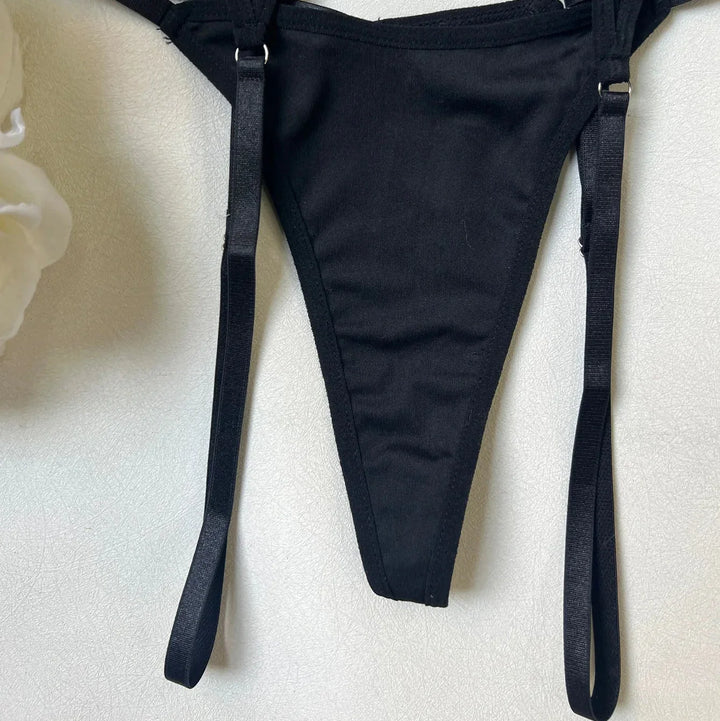 BLACK MESH LINGERIE SET