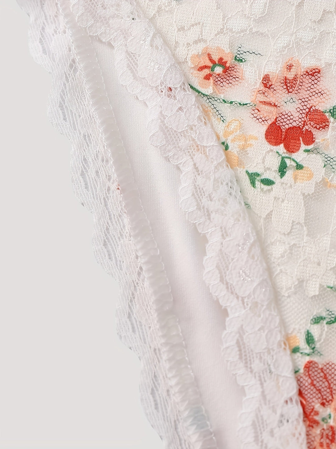 Women’s Floral Backless Bodysuit | Deep V-Neck Lace | One-Piece for Spring & Summer