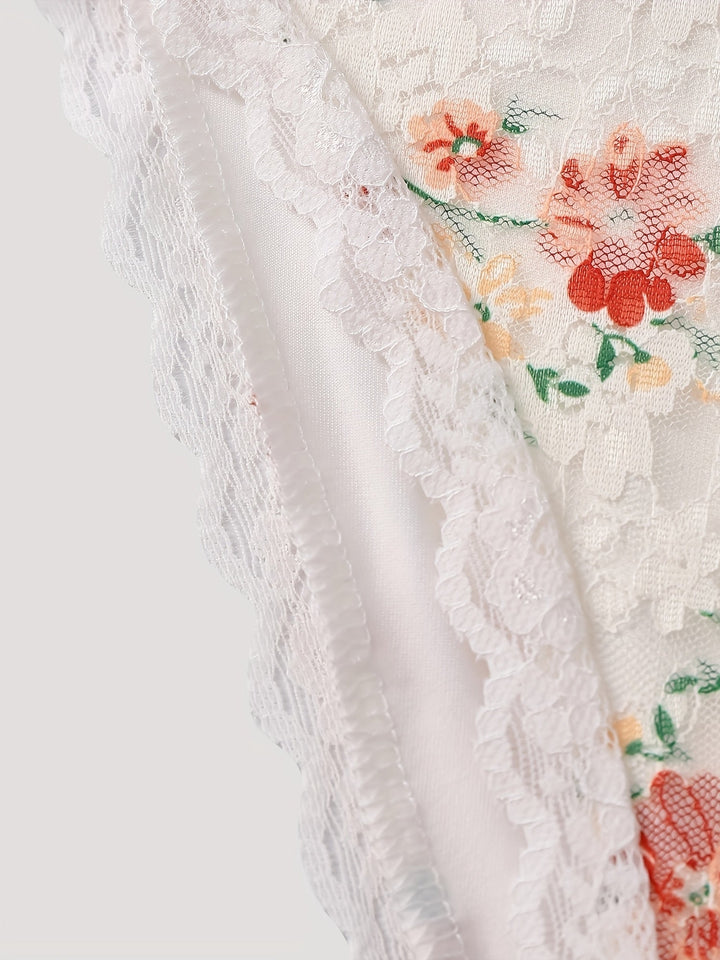 Women’s Floral Backless Bodysuit | Deep V-Neck Lace | One-Piece for Spring & Summer